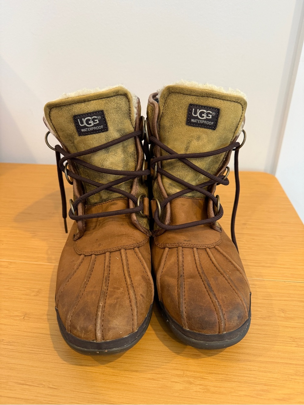 UGG Brown Waterproof Shearling-Lined Duck Boots